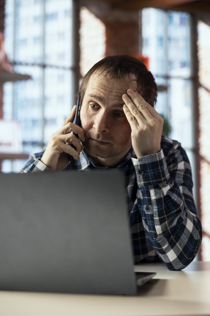 Frustrated person facing dropshipping failure and no sales online.
