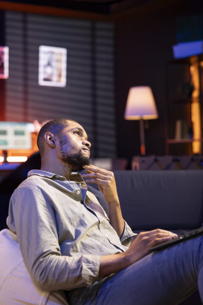 Relieved user discovering an online opportunity that finally fits their reality